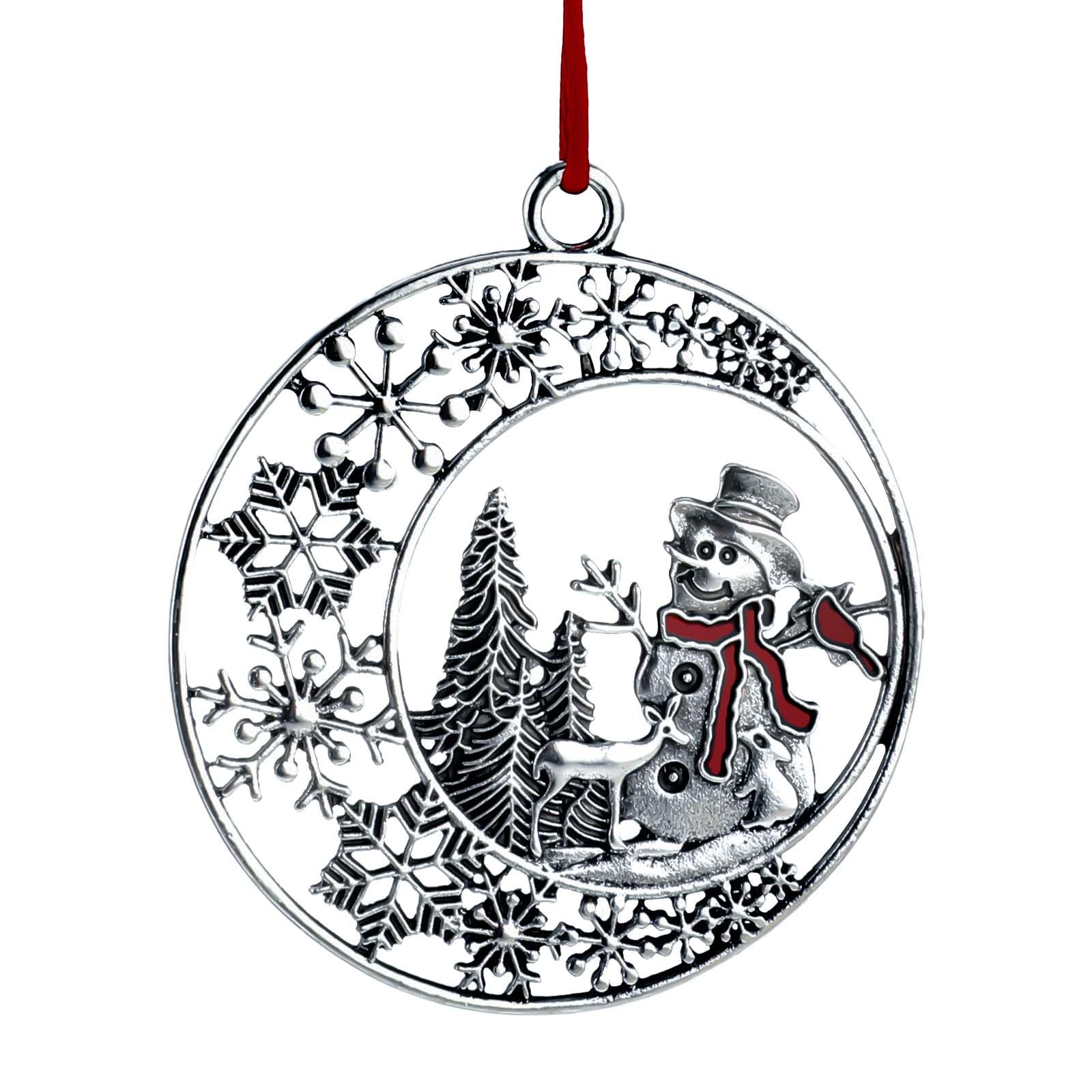 Jeffdad Solid Tin Christmas Tree Ornament, Metal Hanging Christmas Tree Ornament Santa Snowman Christmas Holiday Ornament Christmas Hanging Charm Home Reunion Party Decoration (snowman)