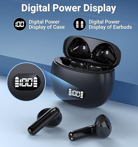 Miniatura 7 de Auriculares inalámbricos, Bluetooth 5.3, auriculares intrauditivos con micrófono, tiempo de reproducción de 30 horas, auriculares con estuche de
