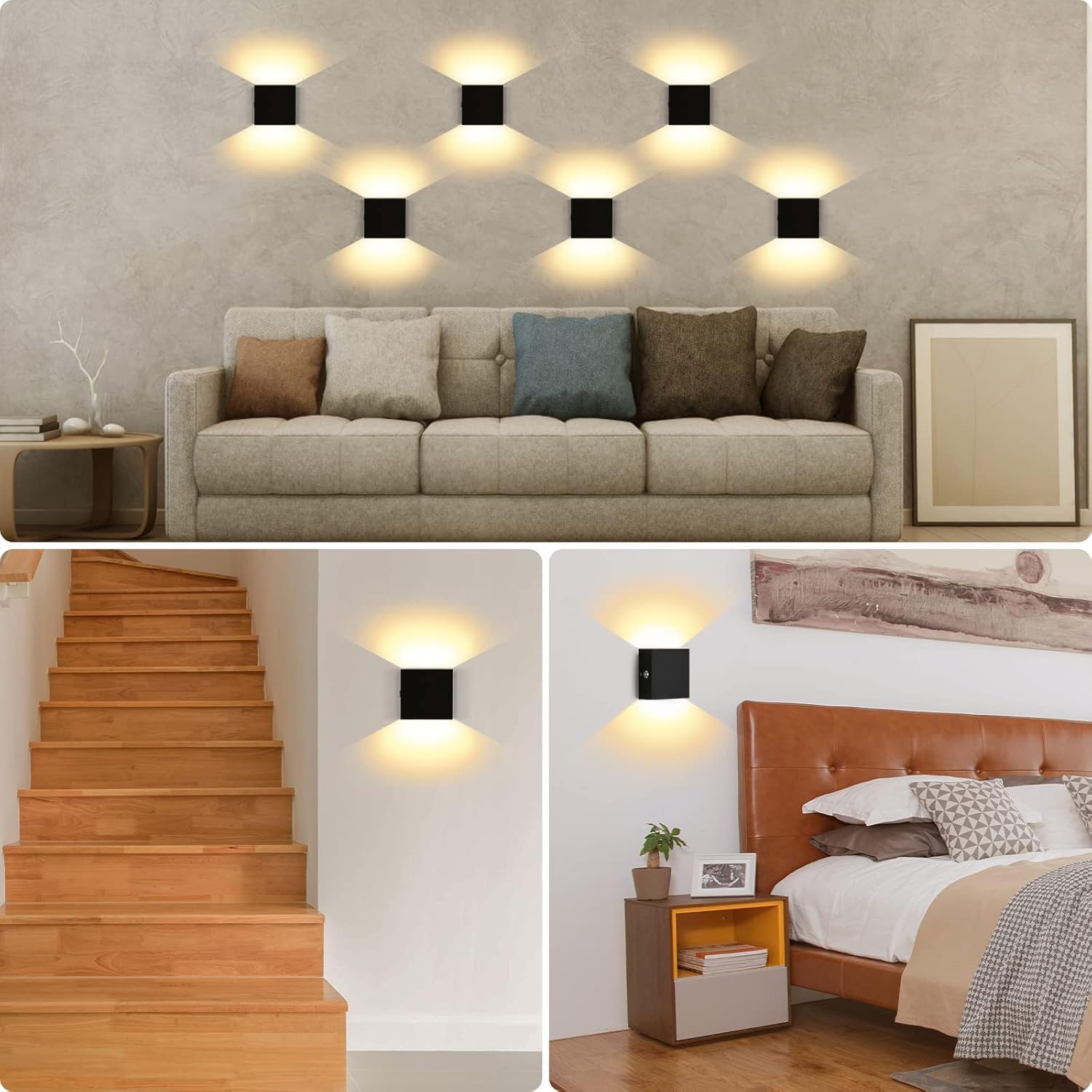 Rechargeable Wall Sconce, Battery Operated Wall Lights with Remote, 16 Colors RGBW Cordless LED Wall Lamp, No Drill Magnetic Mount for Bedroom Living Room（Black-2PC）