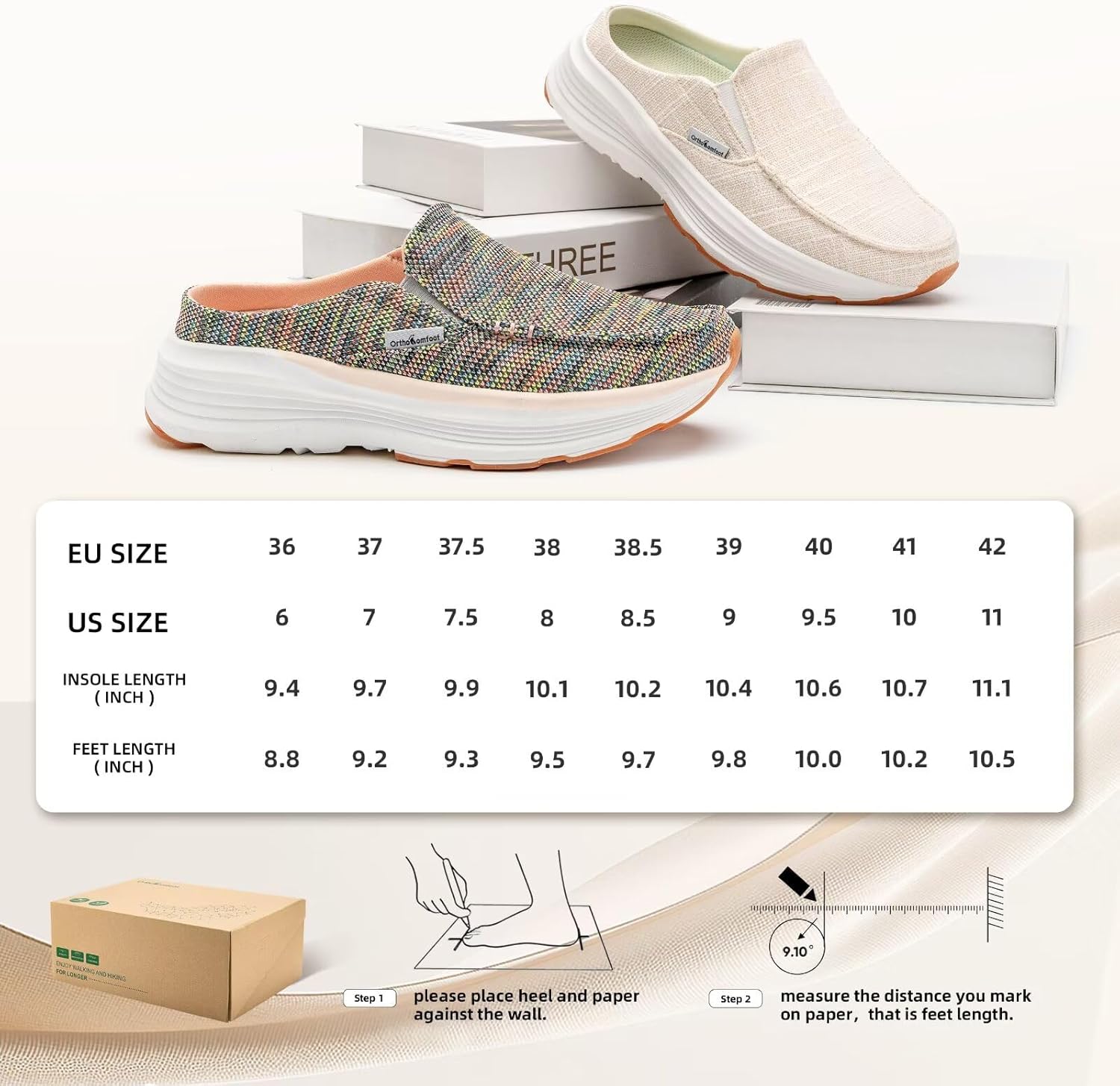 OrthoComfoot Women's Orthopedic Slip-On Loafers Walking Shoes: Comfortable Arch Suppor Slippers for Plantar Fasciitis, Casual Soft Orthotic Shoes for Foot and Heel Pain Relief - Image 9