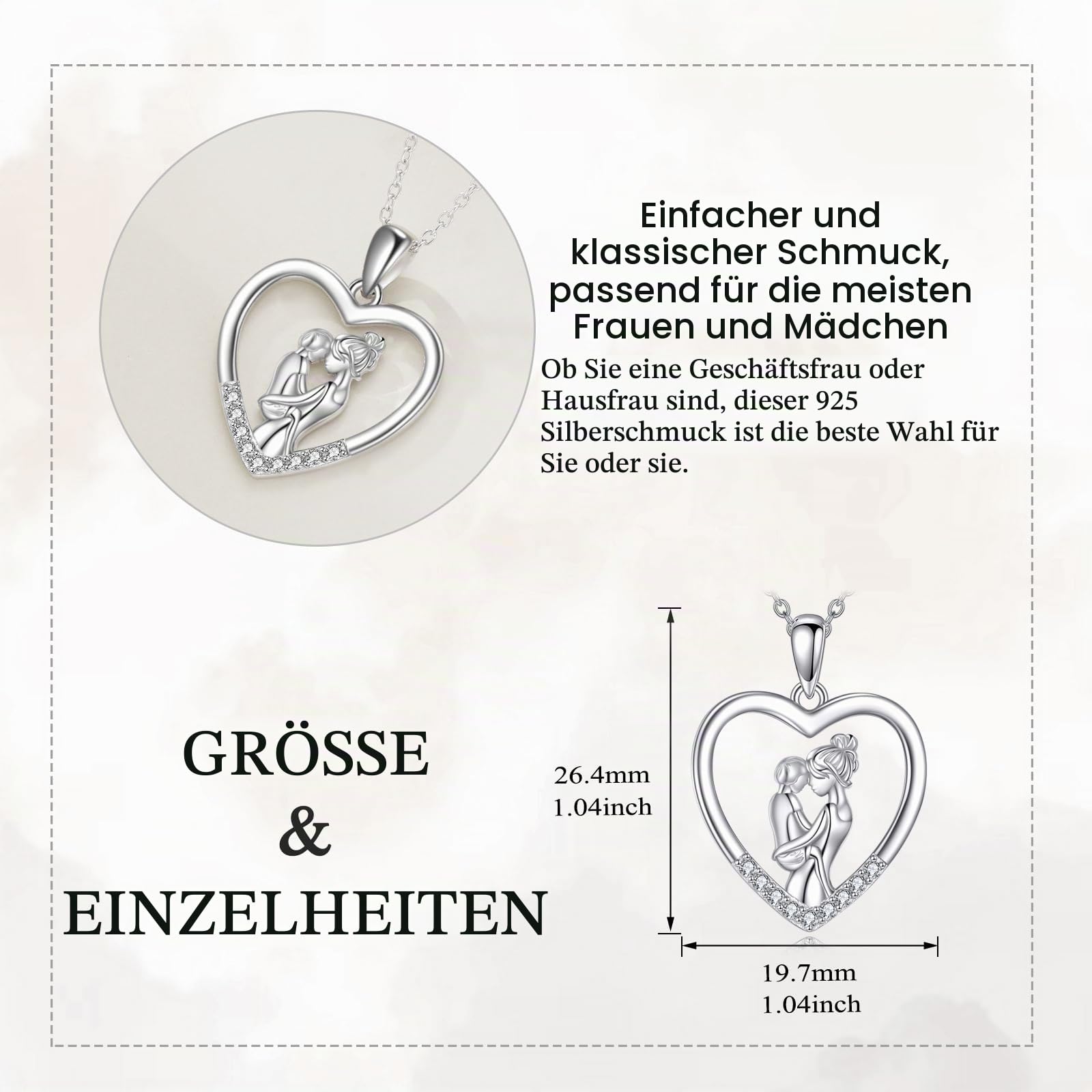 YAFEINI Mutter und Tochter Kette 925 Sterling Silber Mama Bilder Foto Medaillon Herz Halskette Anhänger Halskette Schmuck Geschenke für Mama