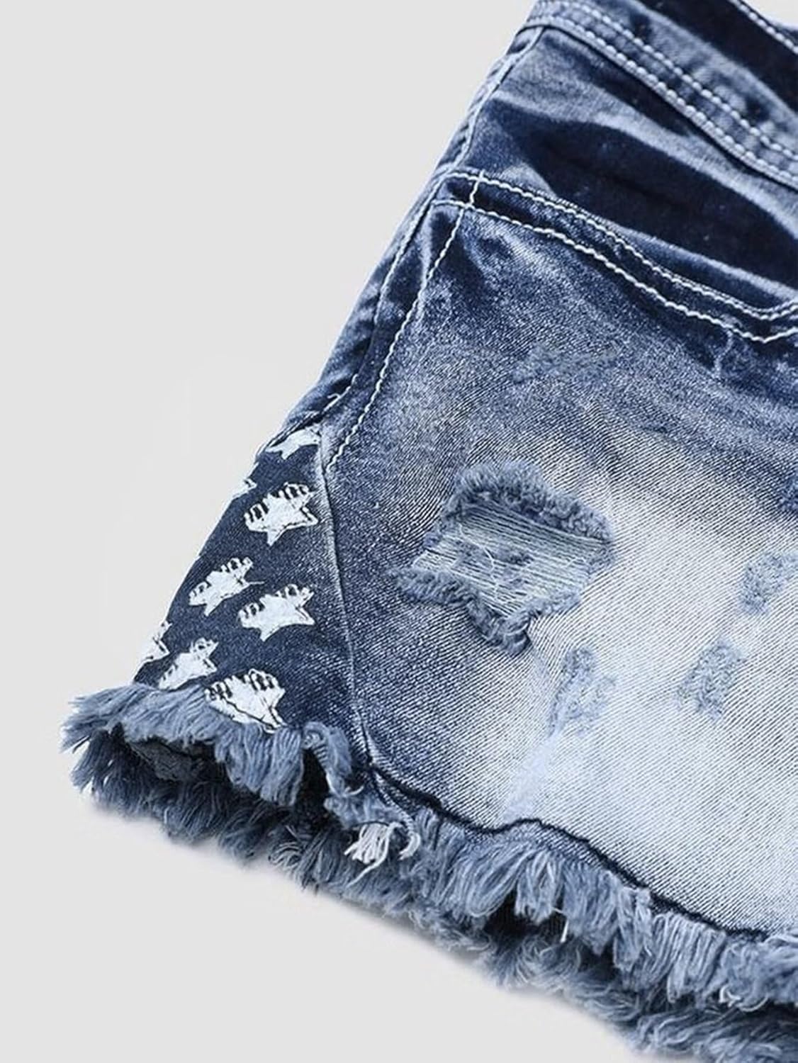 Flamingals Jean Shorts for Women Ripped Denim Low Waist Distressed Raw Hem Skinny Stretchy Shorts