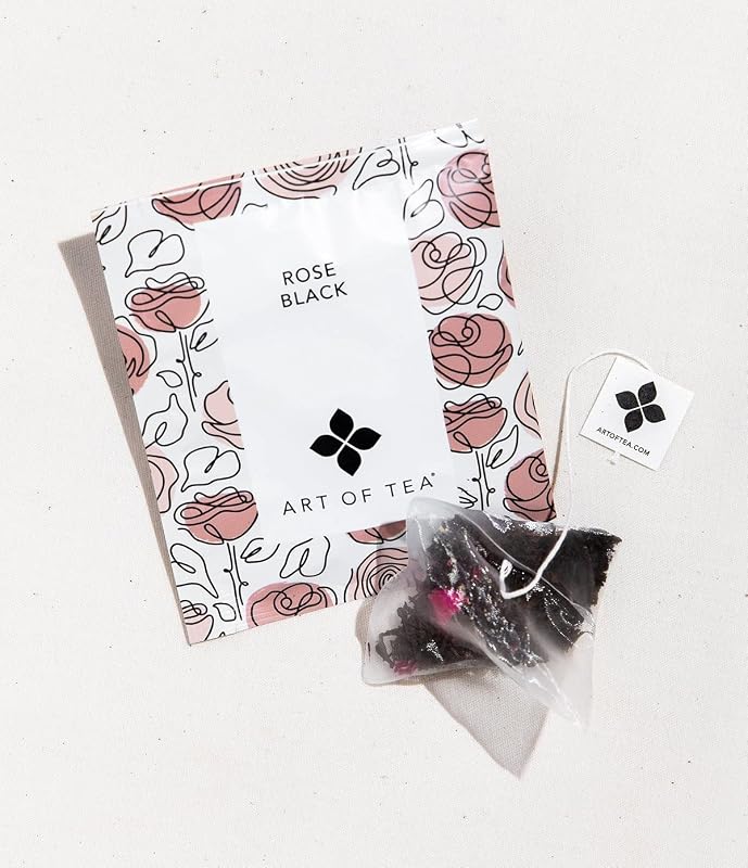 Art of Tea Chá preto Rose Black com rosa em sachês, 50 unidades