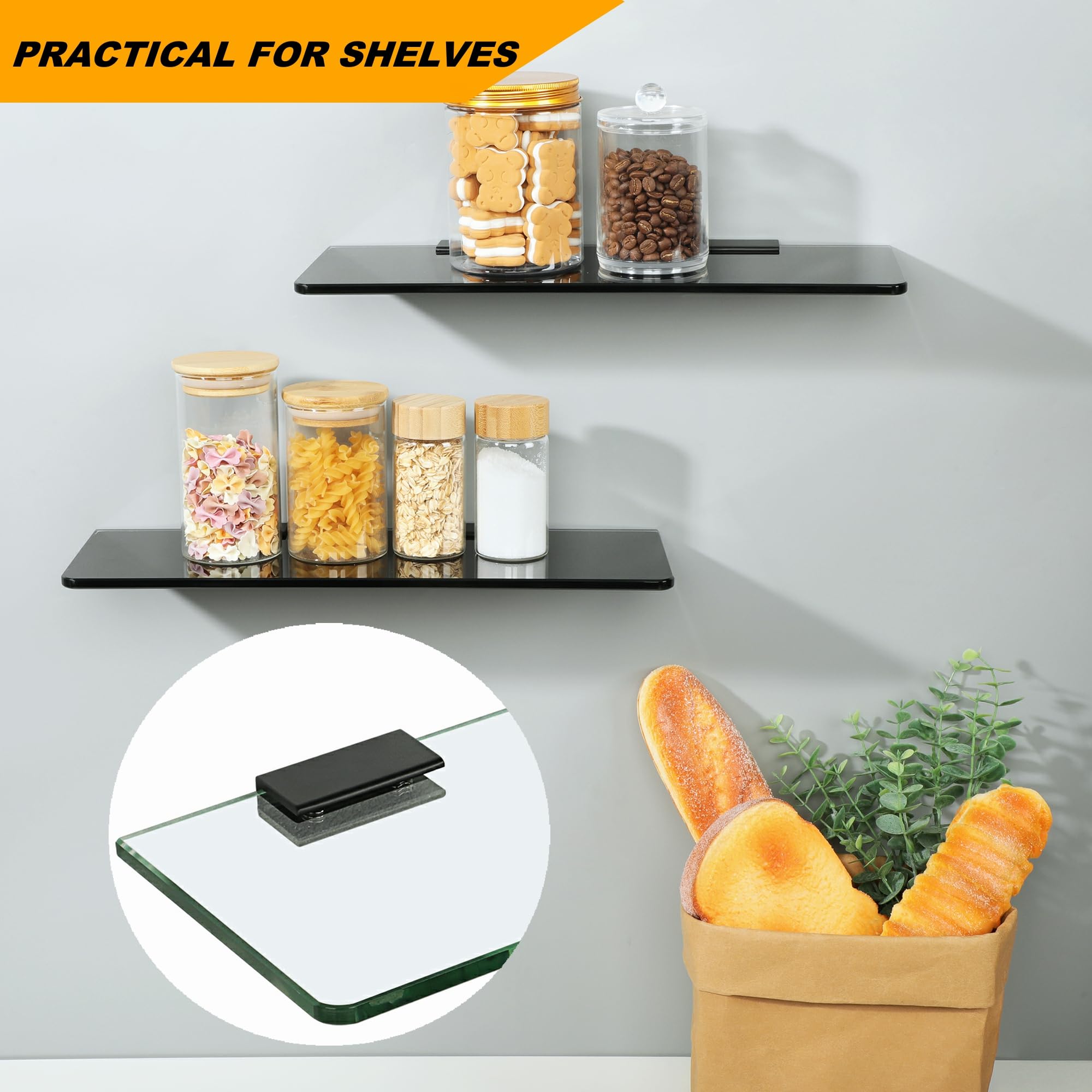 Snapklik.com : Alise Glass Shelf Bracket Adjustable Shower Brackets