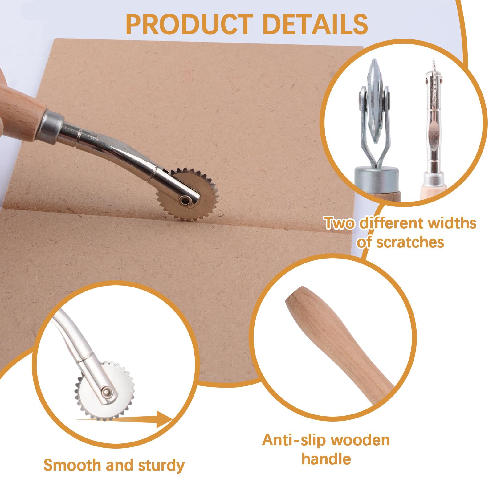 Kit di 2 strumenti per ridimensionare scatole, in cartone solido e tratteggiato, con manico in legno, per realizzare biglietti, carta, metallo, fogli e artigianato in pelle