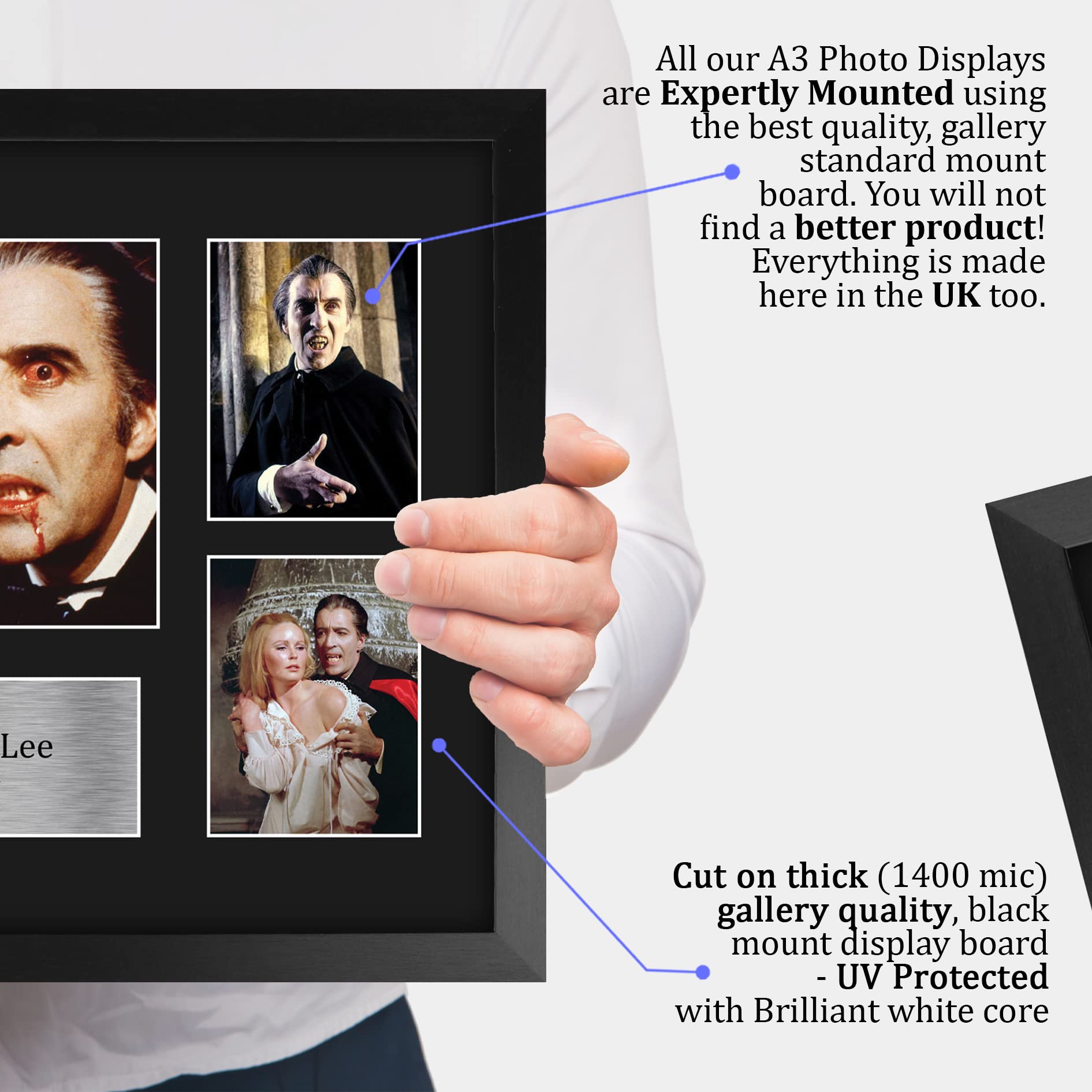 HWC Trading FR A3 Christopher Lee Dracula Count Dracula Regali Stampati Autografo Firmato Immagine Per Gli Appassionati Di Memorabilia Di Film - A3 Incorniciato