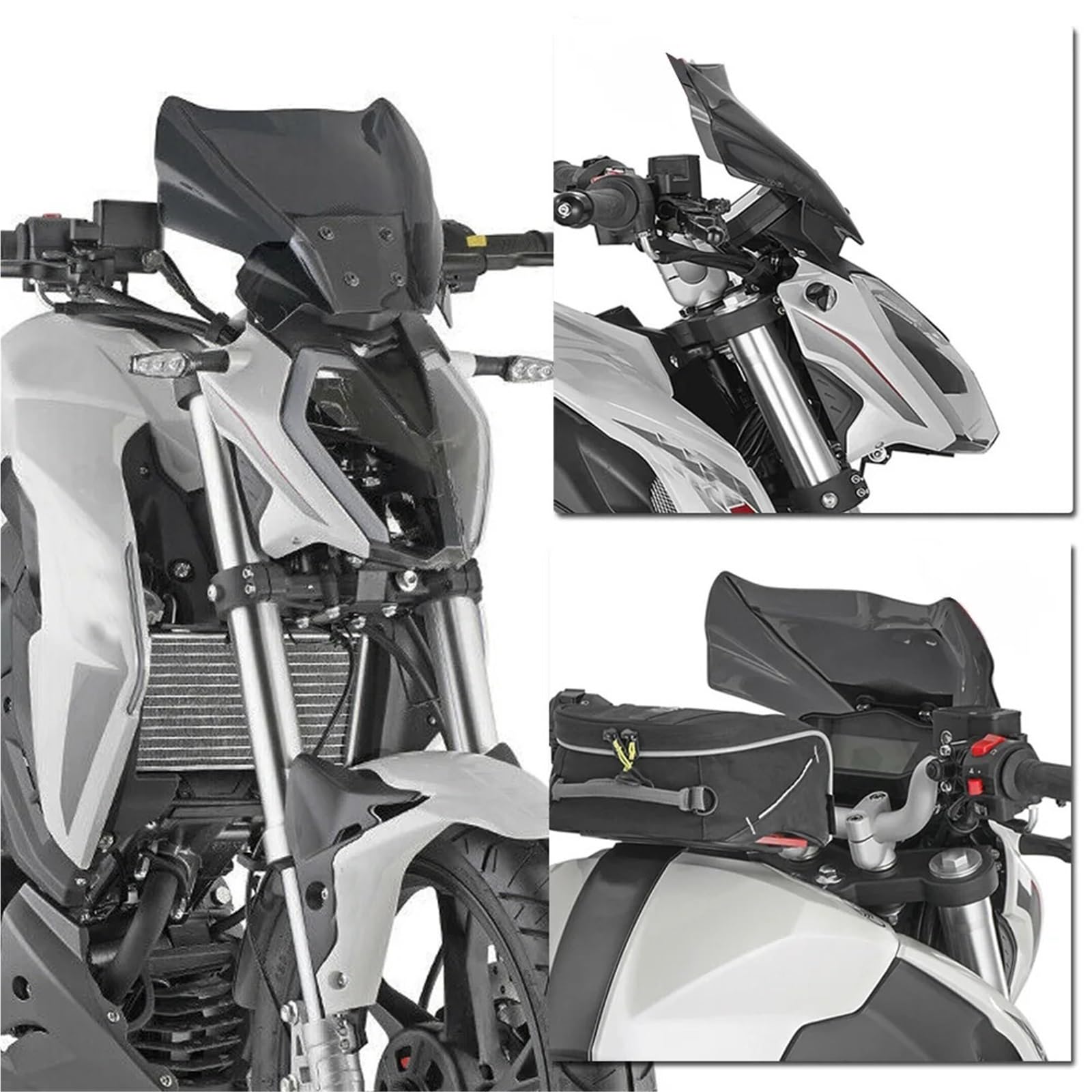 Parabrezza Moto Spoiler Adatto per parabrezza per moto Keeway RKF 125 2018-2020, parabrezza in acrilico, deflettore antivento(Black)