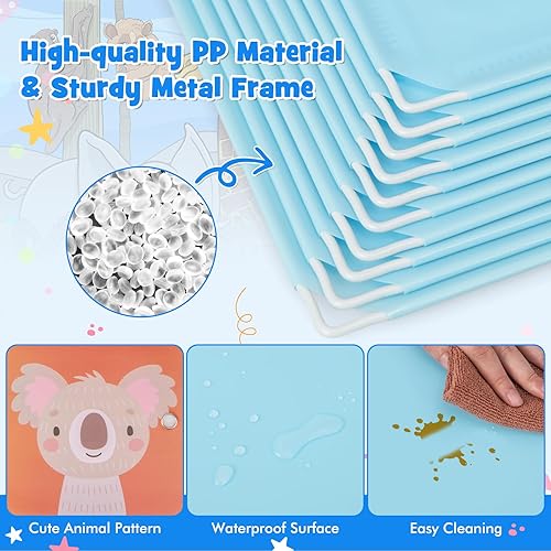 Miniatura 6 de HONEY JOY Armario para niños, organizador de almacenamiento de ropa de dibujos animados para bebés, 12 cubos y 2 secciones para colgar, armario