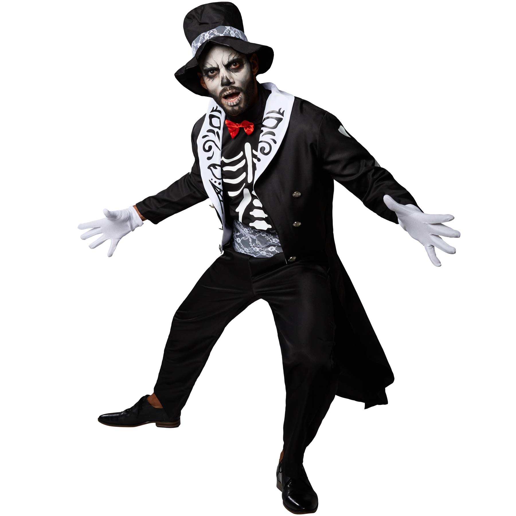 Costume D'Halloween Dompteur De Cirque Effrayant Pour Homme - Rouge, Noir, Blanc - Taille M