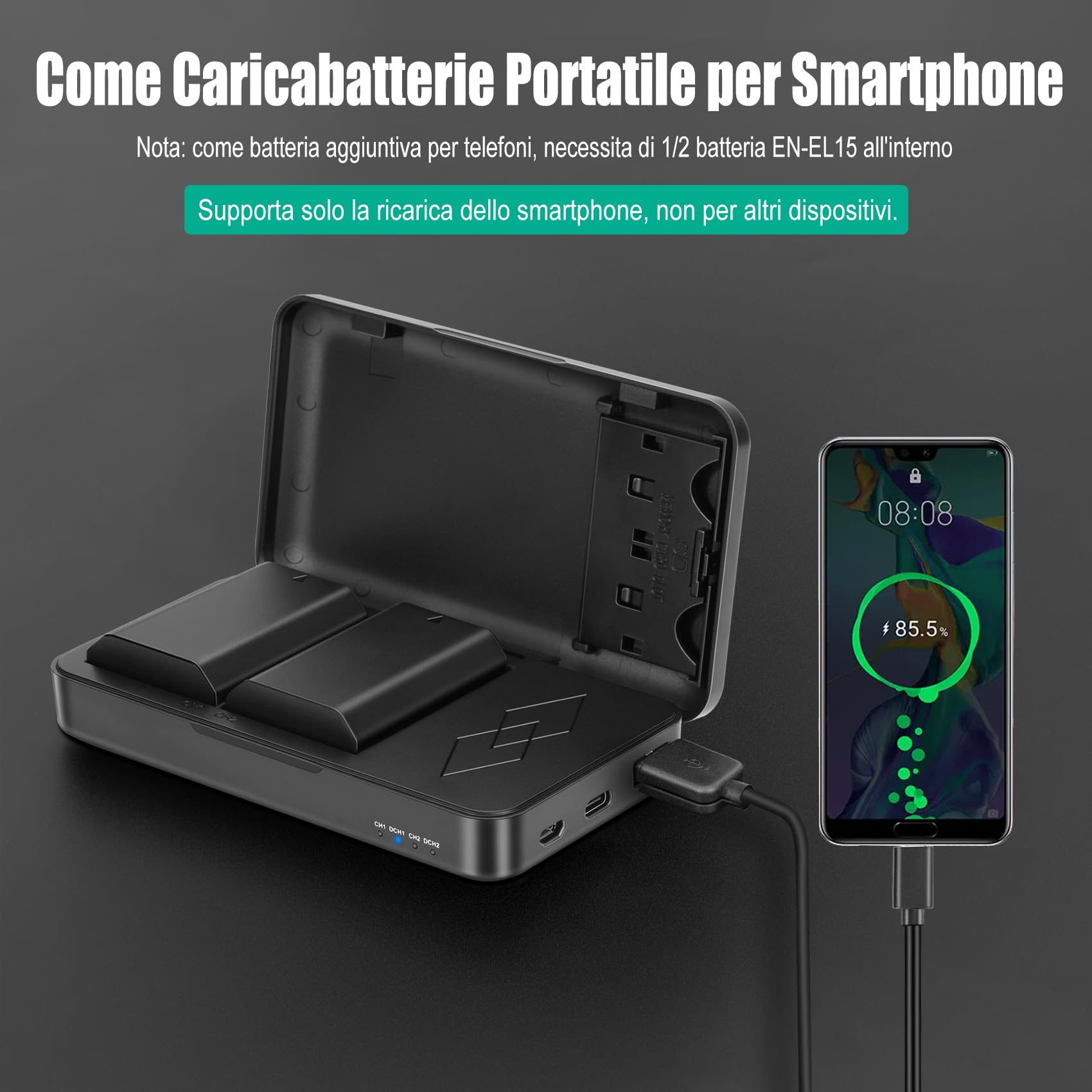 JYJZPB EN-EL15C EN-EL15 EN-EL15B 2200mAh Batterie di Ricambio e Caricabatterie per Nikon D7500, D750, Z6, Z7, D500, D600, D610, D810, D800, D800E, D710E, D7000, D7100, D7200, 2 Confezioni Batterie