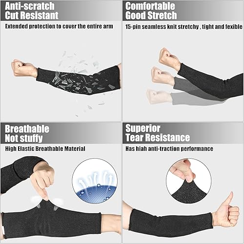 Miniatura 3 de Chuarry 3 pares de protectores de brazo resistentes a cortes para piel fina y moretones nivel 5 mangas protectoras de brazo para hombres y mujeres,
