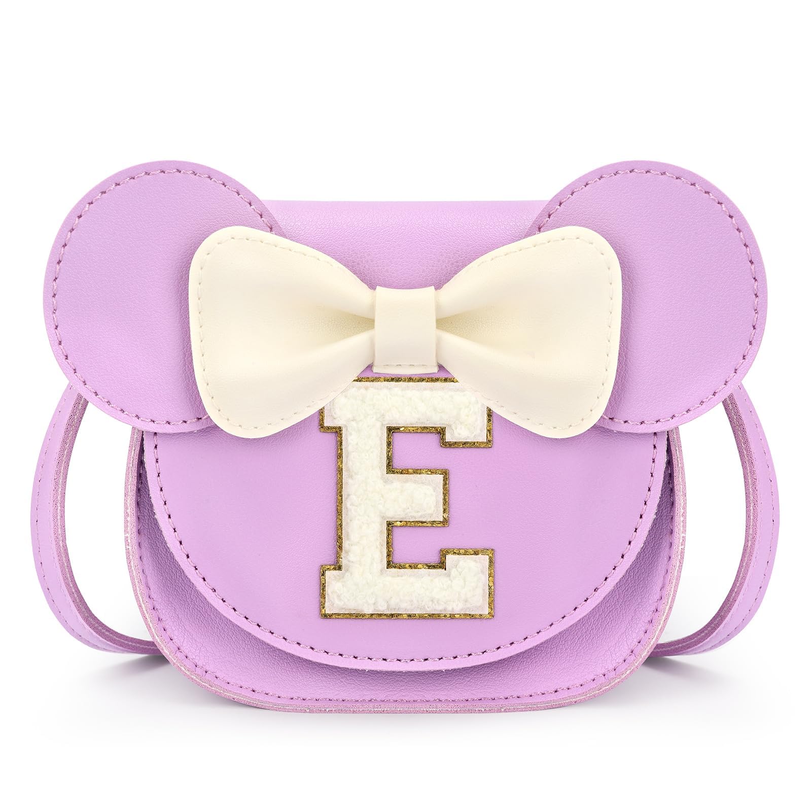 mibasies Toddler Purse 3-8 Girls, Purple Letter E Birthday Gift