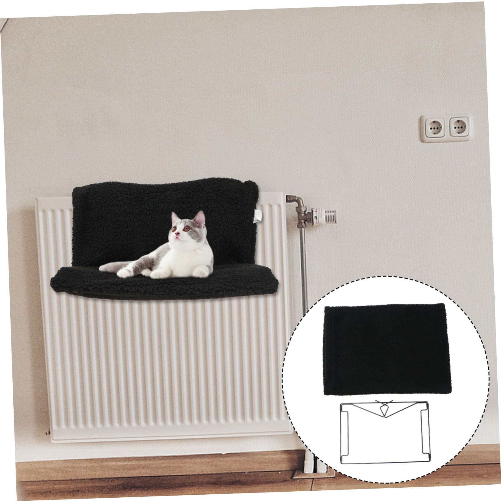 TOYANDONA Lit Suspendu pour Chat Cadre Métallique Hamac Radiateur Chaud et Confortable Noire pour et Petits Chiens Support pour Hiver