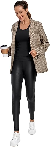 Miniatura 3 de CRZ YOGA Butterluxe Matte Faux Leather Leggings for Women 28" - High Waisted Stretch Ankle Leather Pants Pleather Tights