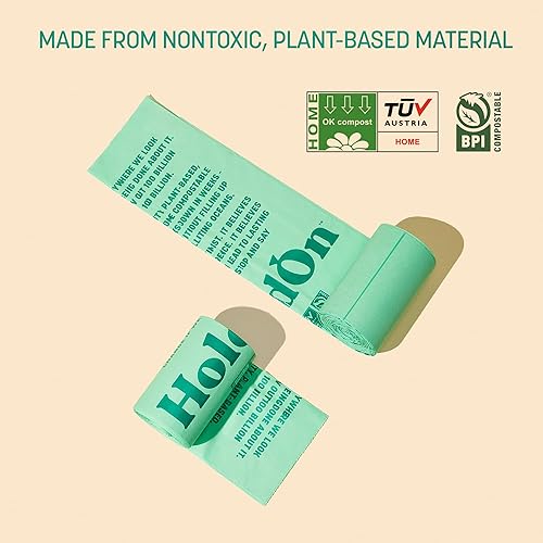 Miniatura 7 de HoldOn Paquete de bolsas de basura  Bolsas de basura de 13 galones de alto y 2 paquetes de bolsas de 4 galones  Bolsas de basura a base de plantas