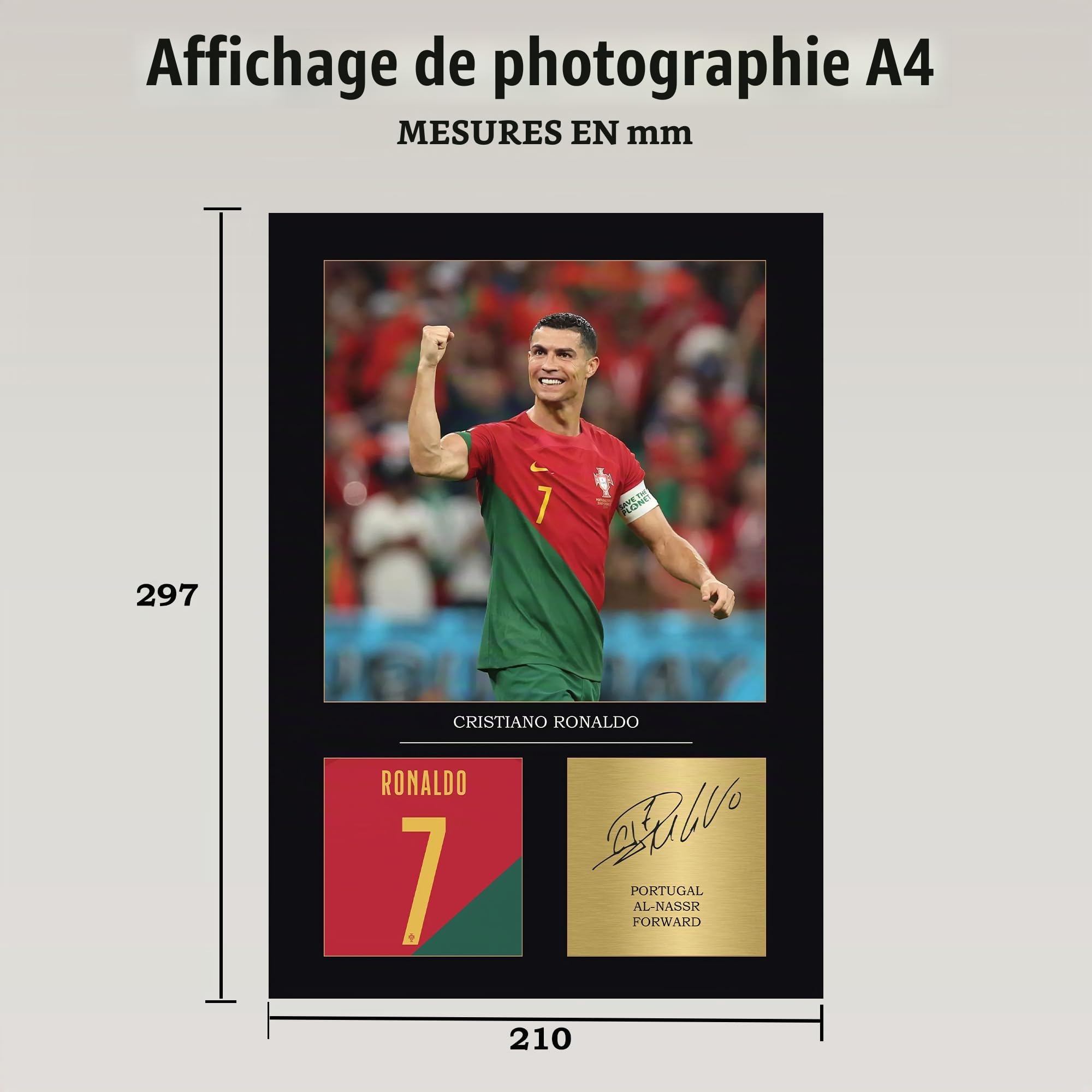 Cadeau Cristiano Ronaldo Portugal Equipe Nationale du Portugal, impression A4 sans cadre, cadeau Ronaldo pour garçons, reproduit numériquement, cadeau pour homme