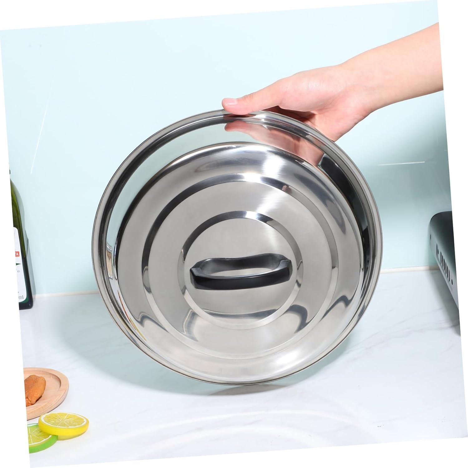 Stainless Steel Round Basting Cover Steaming Lid for Griddle Cooking and Grill Versatile Cookware for Flat Top Griddle Grill for Drip Pans and Basting
