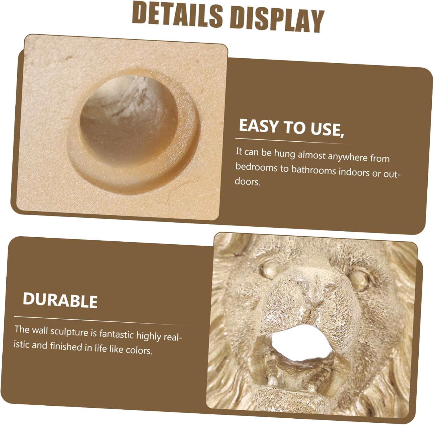 Lion Fountain Nozzle for Outdoor Watering Water Spray Decor Realistic Wall Hanging Spout for Garden and Replacement for Old Sprinkler