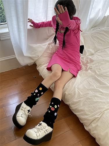 Miniatura 5 de CYee Kawaii Cutecore - Calcetines largos para mujer, calcetines largos de punto gótico Y2k Acubi, calcetines estéticos