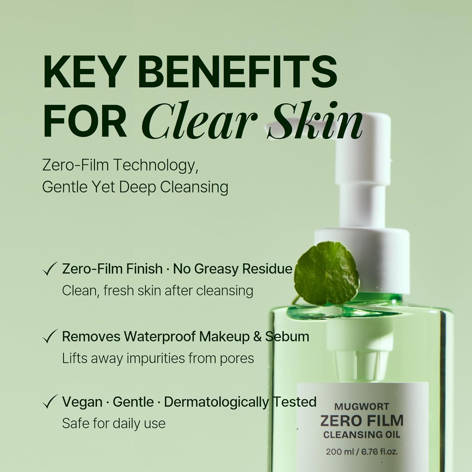 Mugwort Zero Film Cleansing Oil 6.76 fl.oz. 200ml ㅣDaily Makeup Blackhead Removal No pore clogging Korean skincare double cleansing - Image 2