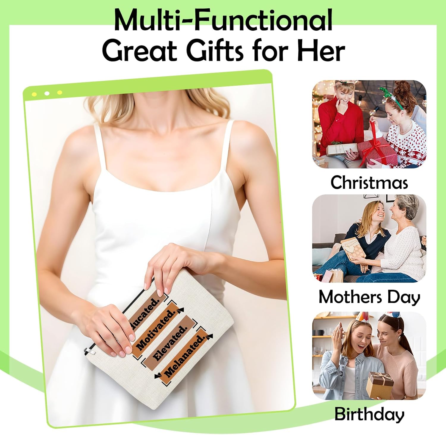 Inspirational Gift for Black Women Makeup Bag African American Gift for Black Lady Women Best Friends Sisters Positive Affirmations Cosmetic Bag Christmas Birthday Presents for Coworker Travel Pouch - Image 7