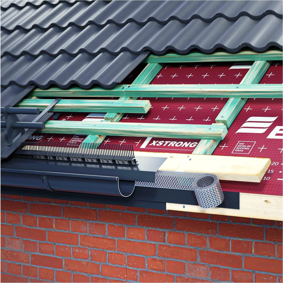60lfm Aluminium Traufgitter ALU Vogelschutzgitter Schutzgitter Lüftungsgitter Lüftungsband