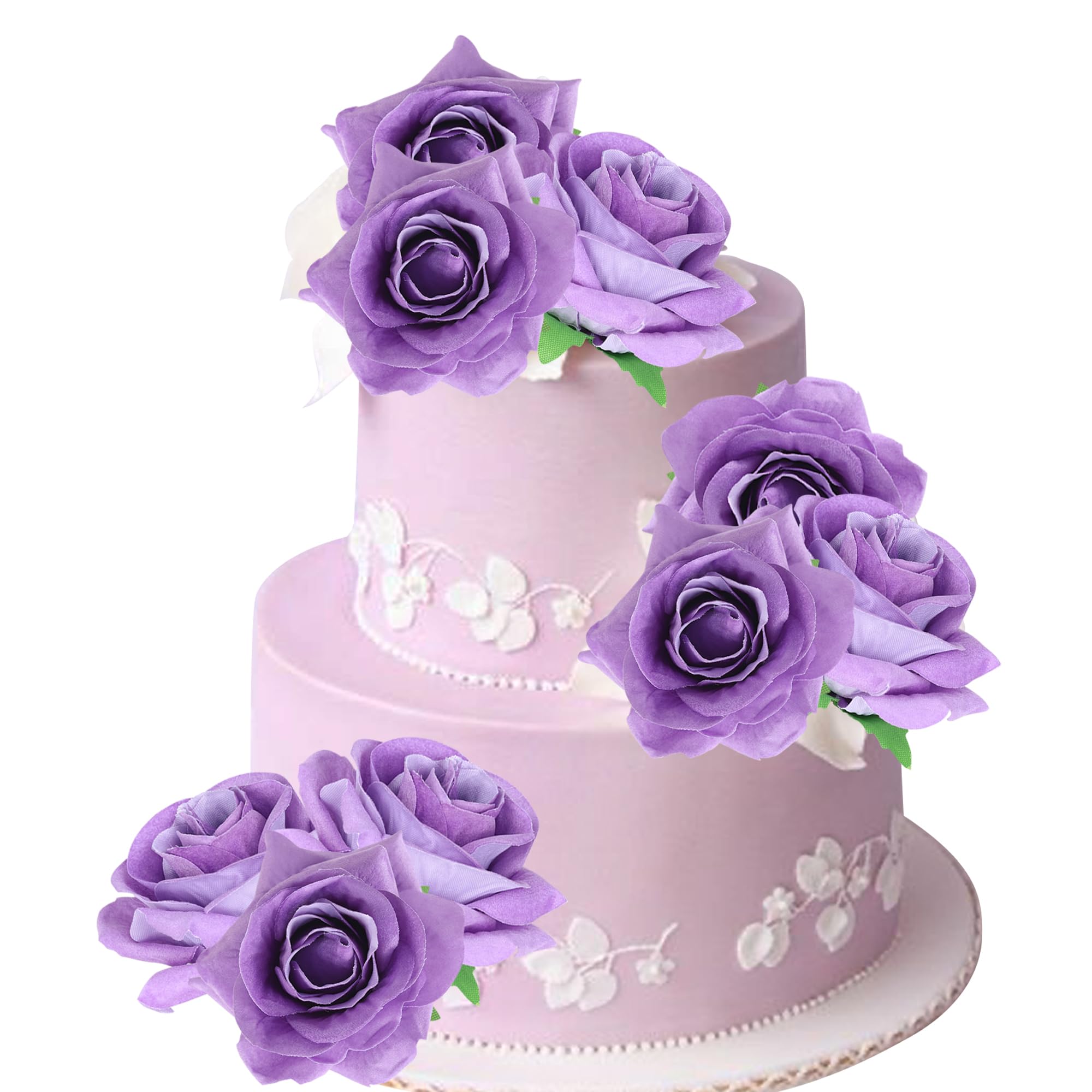 Rsstarxi 9 Pack Artificial Roses Cake Topper DIY Wedding Roses Artificial Flowers Cake Decorations for Bridal Shower Birthday Wedding Anniversary