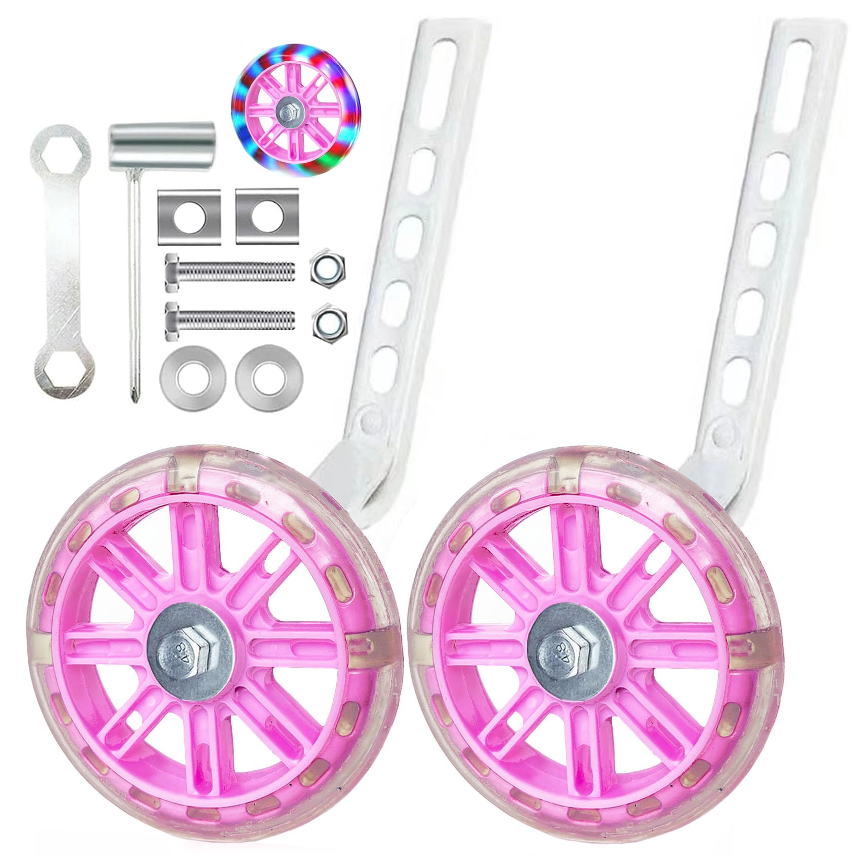 Training Wheels for12/14/16/18/20 Inch Bicycle，Flash Mute Wheel