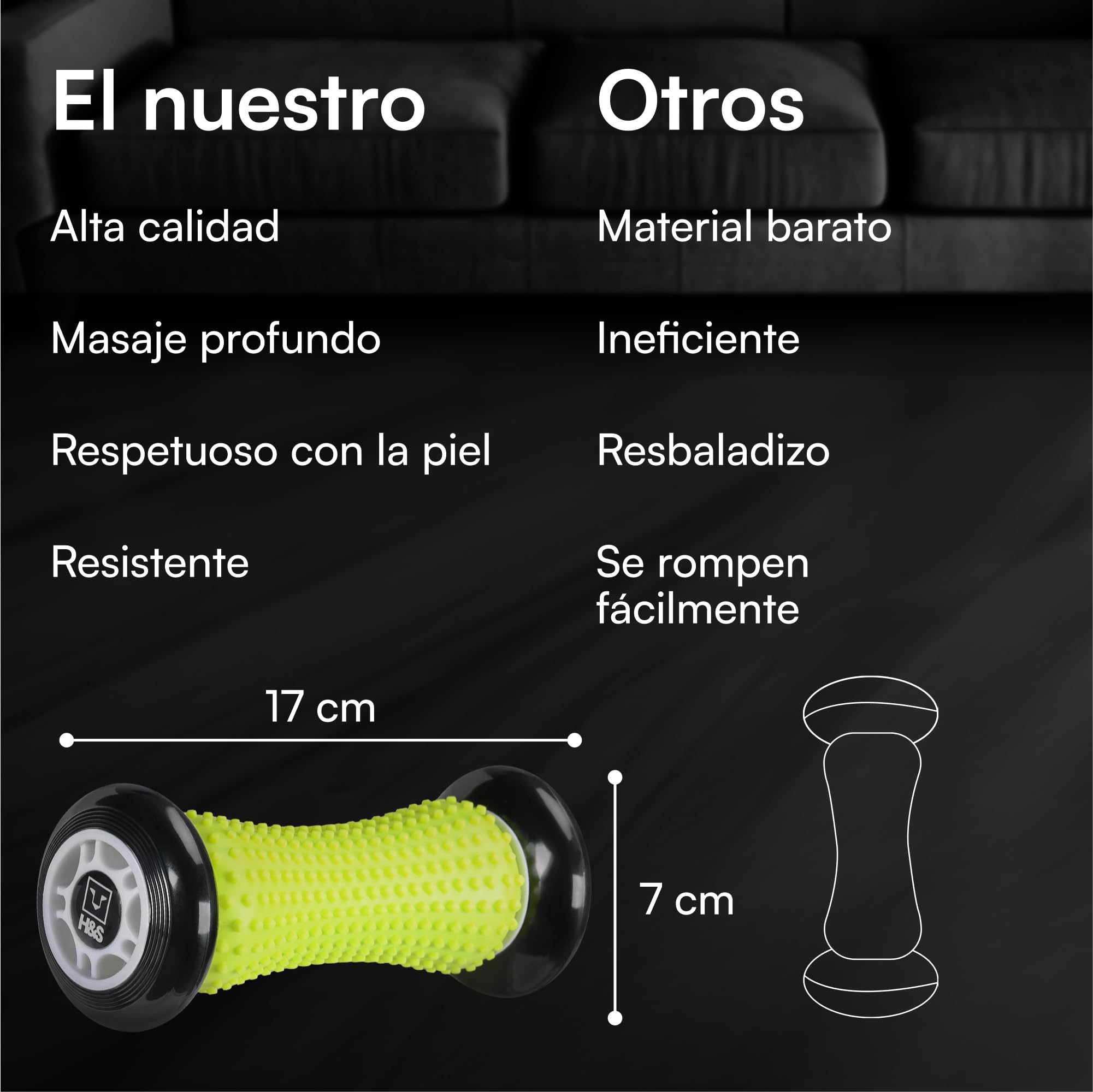 H&S Rodillo Fascitis Plantar y Dolor de Arco - Masajeador de Pies Contorneados - Alivia el Estrés - Rodillo Masaje Pies para Fascitis Plantar Hombre y Mujer