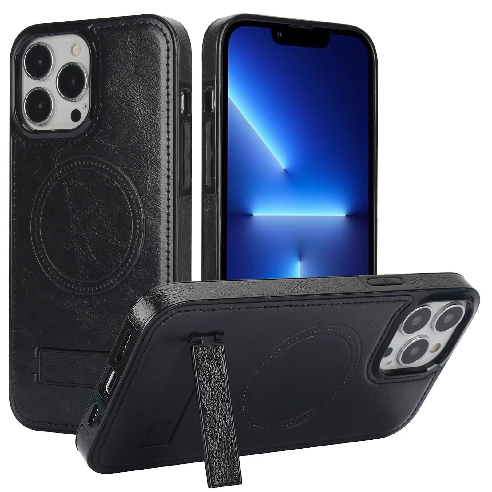 Coque iPhone 12 Pro Max magnétique cuir antichoc béquille protection complète - 8