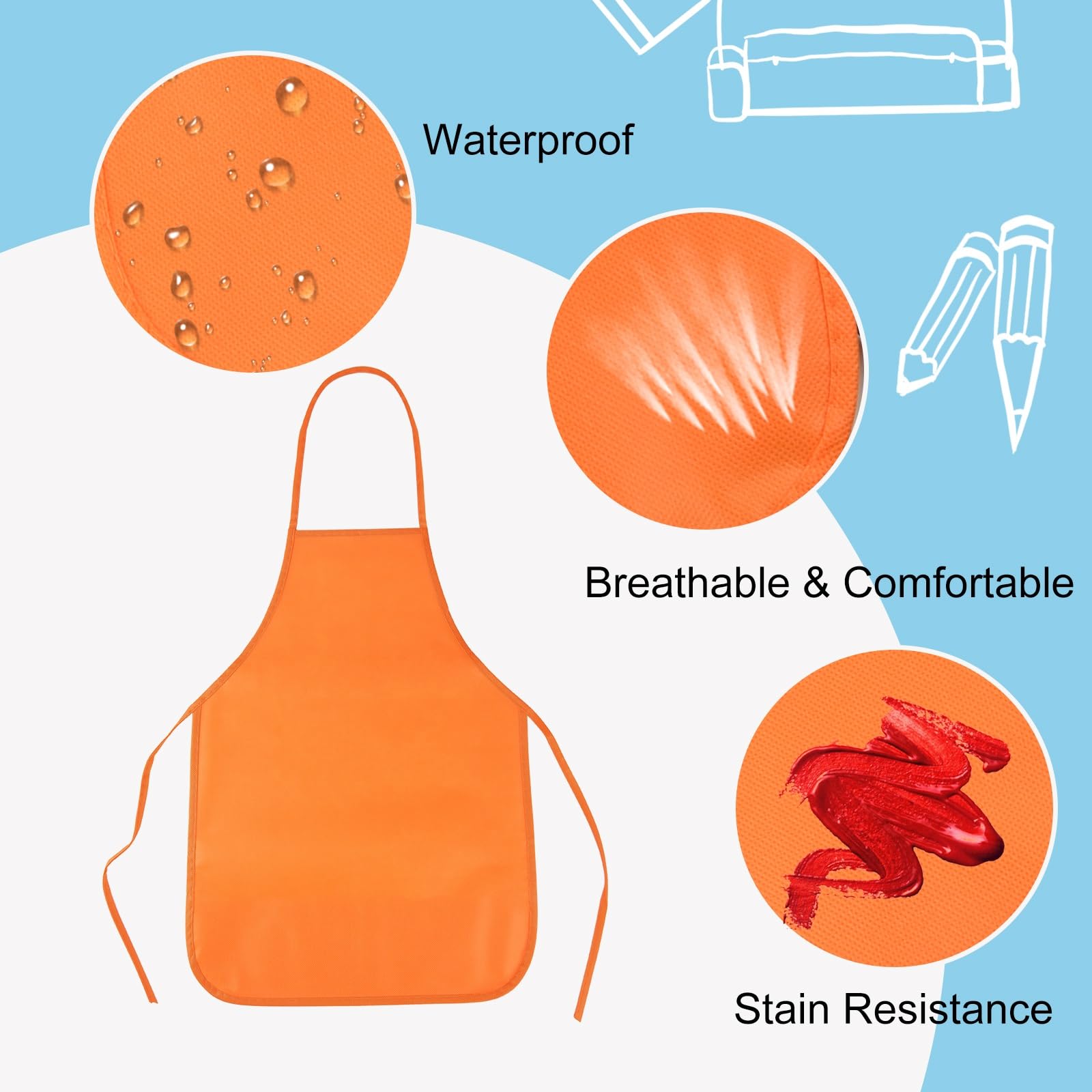 PLULON 30 Pcs Kids Apron Painting Aprons, Kids Aprons for Painting Art Apron Smocks Bulk for Art Activity Craft Home Kitchen Classroom Party Supplies - Image 3