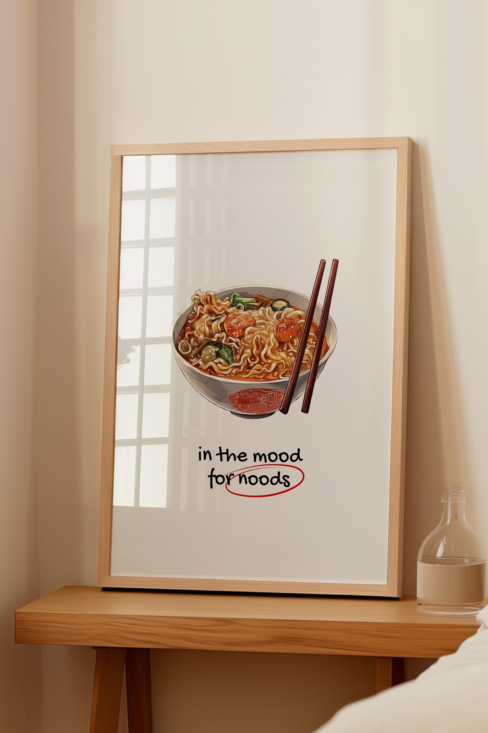 Zestia Ahşap Çerçeveli Tablo, Ramen Kasesi, Mutfak Dekoru, Eğlenceli Tipografi Poster No: 106637 30 x 40