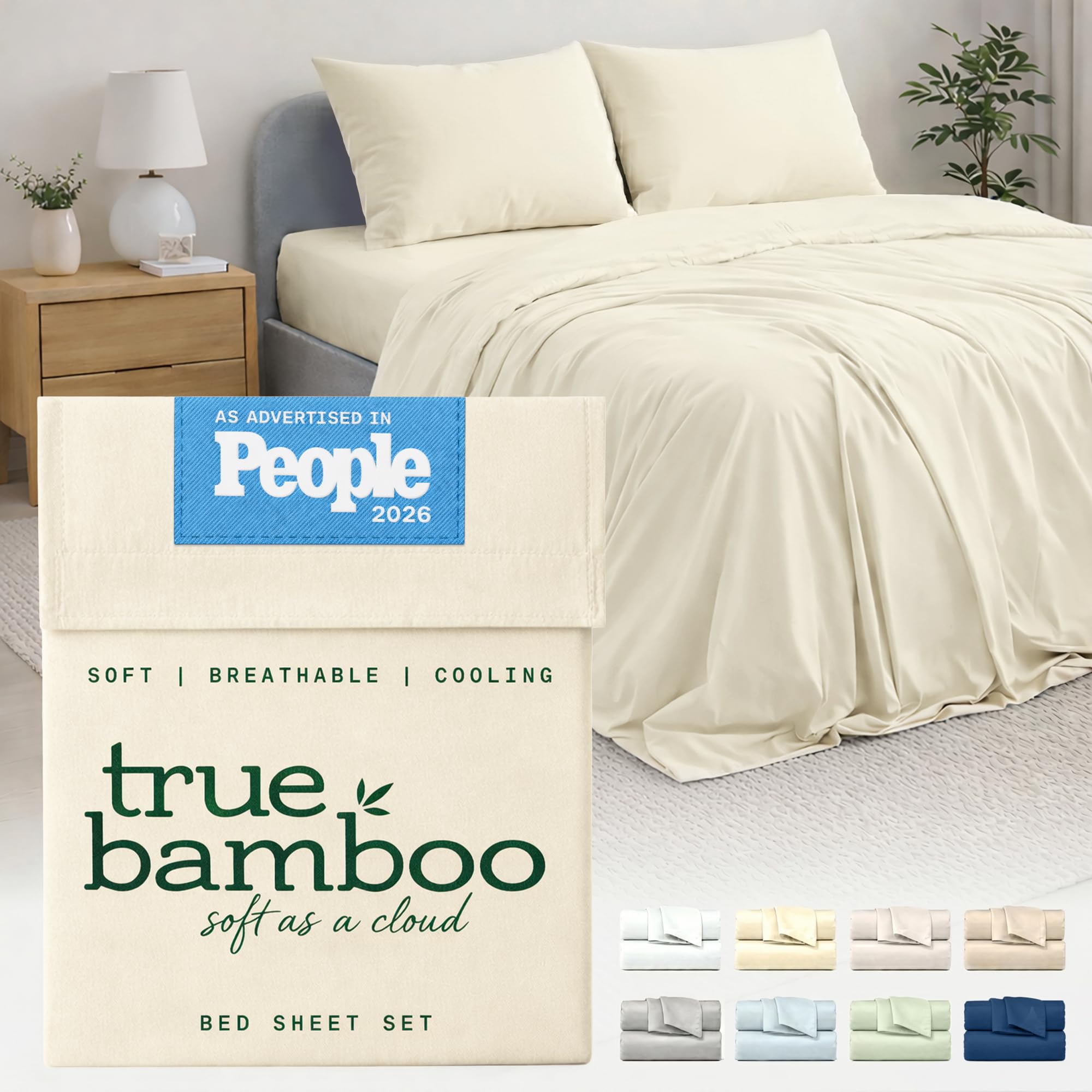 TRUE BAMBOO Sheets Set King Size Butter Yellow