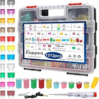 Eoppen 1212Pcs Car Fuses Assortment Kit with Fuse Puller & Circuit Tester - Standard/Mini Blade & J-Case Fuses for Cars, Trucks, SUVs, Boats