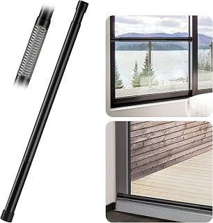 Sliding Door Security Bar, 17-60 in Adjustable Spring-Loaded Telescopic Design, with Rubber Tips, 1 in Diameter for Window & Patio Door Safety, Matte Black