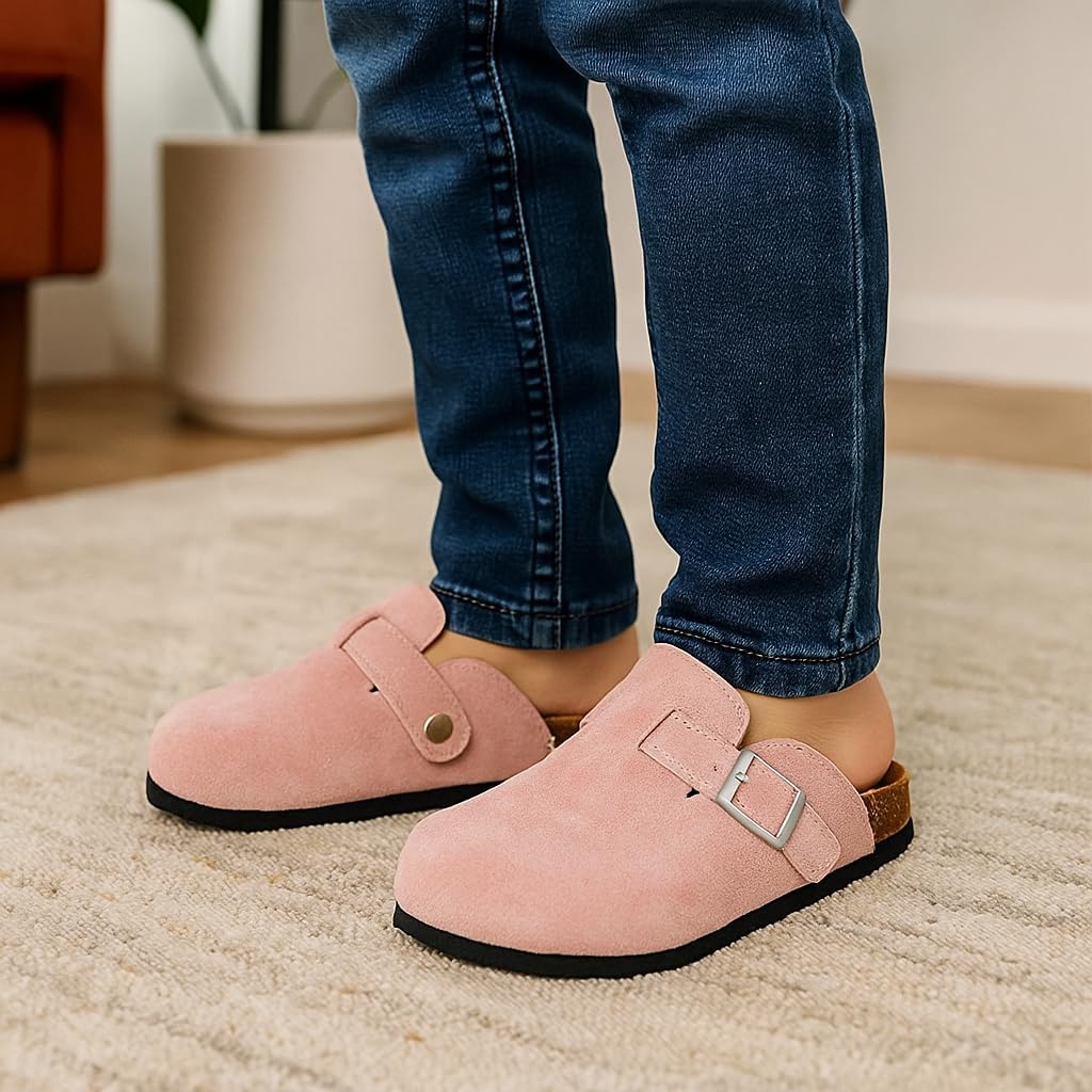 Project Cloud 100% Genuine Leather Kids Clogs with Natural Cork Footbed & Memory Foam Insole Arch Support - Non-Slip Clogs for Kids - Slippers Sandals for Boys & Girls Footwear - Image 2