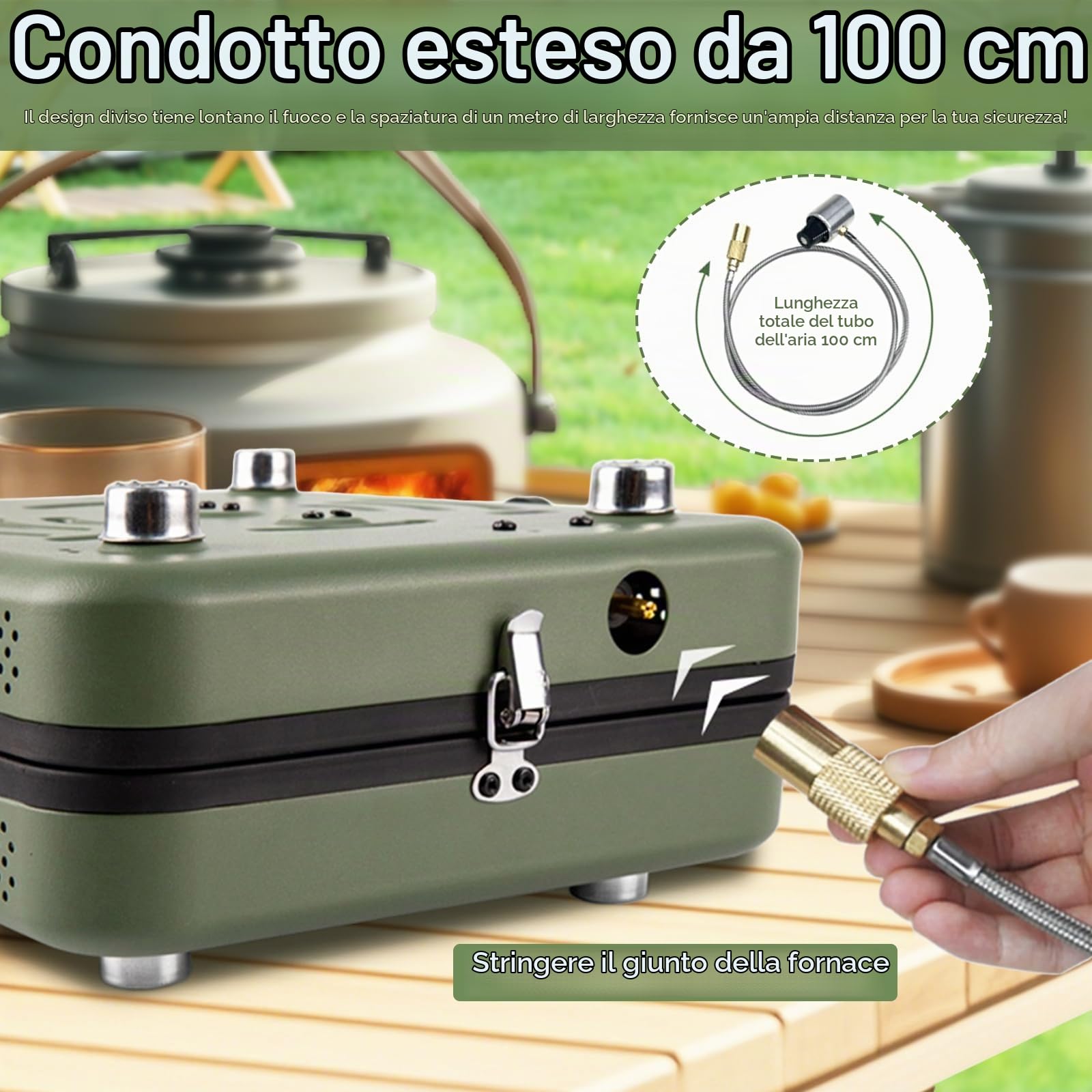 Fornello Campeggio, Fornello A Gas Campeggio 2 In 1 A 2 Fuochi 4400W Portatile Pieghevole Bruciatore Regolabile Con Piastra Grill E Maniglia Tubo Borsa Per Trasporto (Senza Serbatoio)