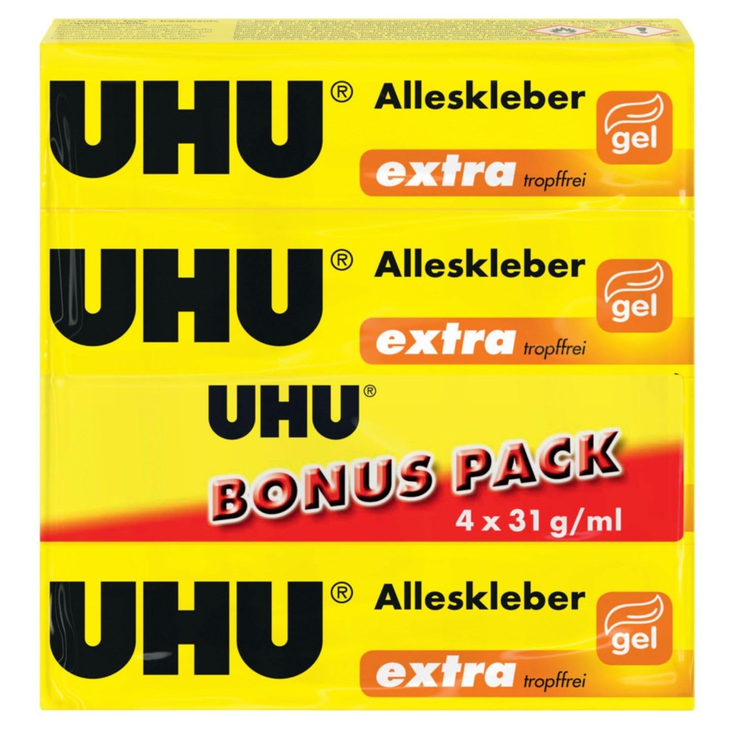 UHU Alleskleber extra BONUSPACK, Tuben 4x31g