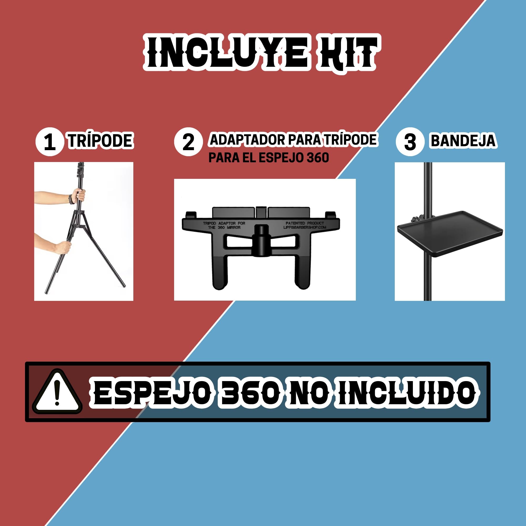 Soporte Adaptador de Trípode – Compatible con Espejo de Viaje Plegable Portátil Estándar de 3 Vías y 360° para un Uso Ergonómico, Preciso y Estable – Accesorio para Corte de Cabello y Maquillaje