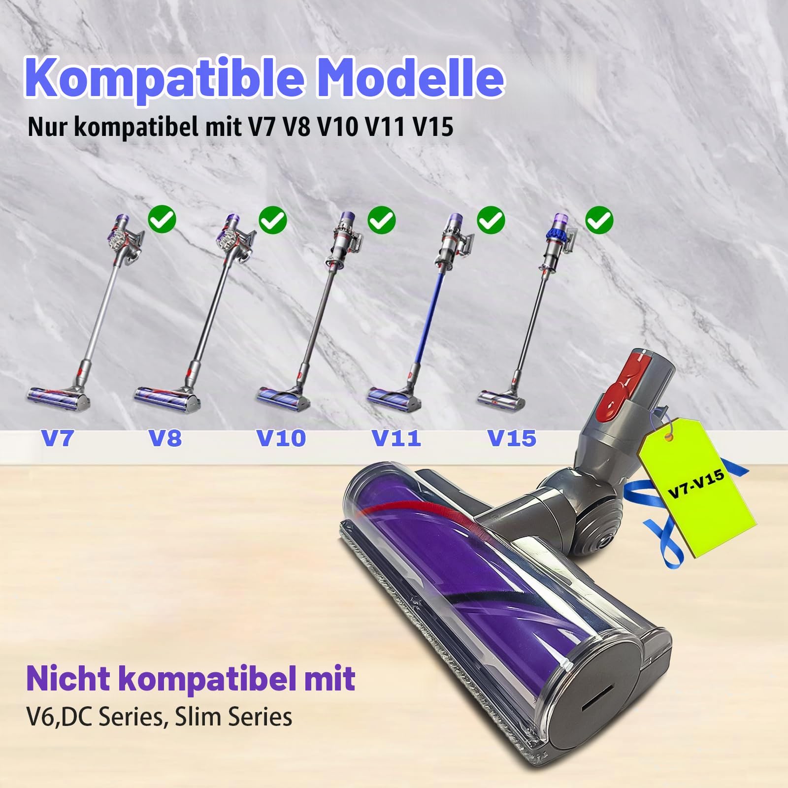 Bürste kompatibel für Dyson V7 V8 V10 V11 V15 Staubsauger