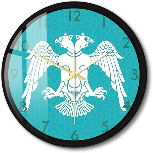 Miniatura 10 de The Geeky Days Reloj de pared de cuarzo silencioso de 12 pulgadas, selyúcida con diseño de águila de doble cabeza, diseño de impresión acrílica,