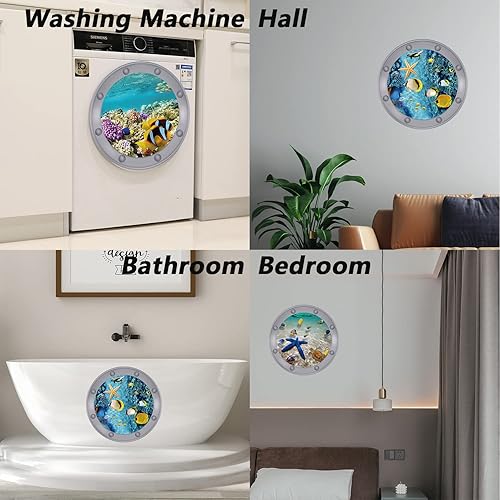 Miniatura 28 de 3 calcomanías de animales del océano, decoración de pared, calcomanías de pared para despegar y pegar, patrones de peces, tortugas oceánicas