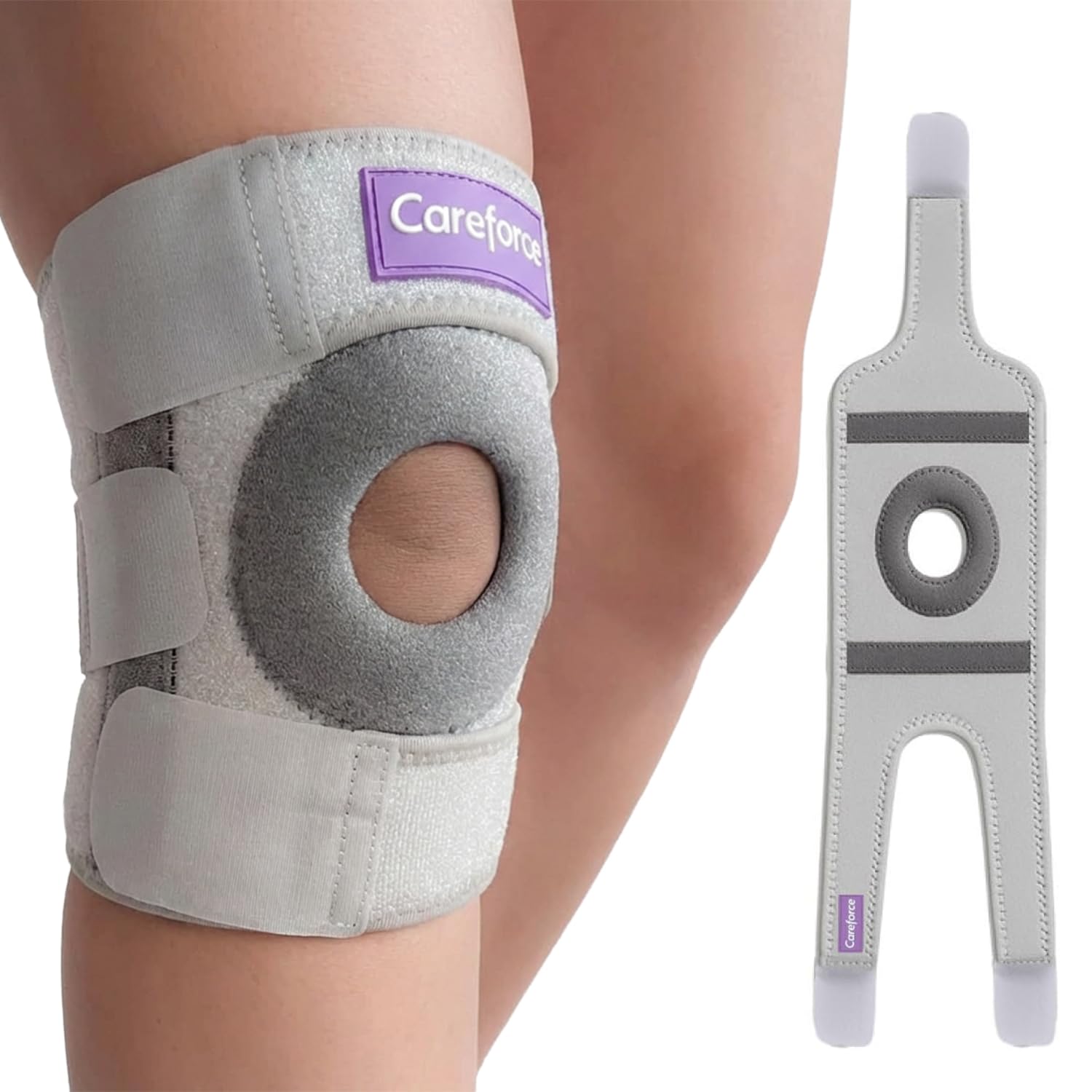 Careforce - The Force Behind Your Health Neoprene Knee Brace Support for Men & Women Pain Relief Open Patella Prime Stabilizer Cap for Arthritis, Sports, Gym, Injury Recovery - Free Size (Pack of 1)