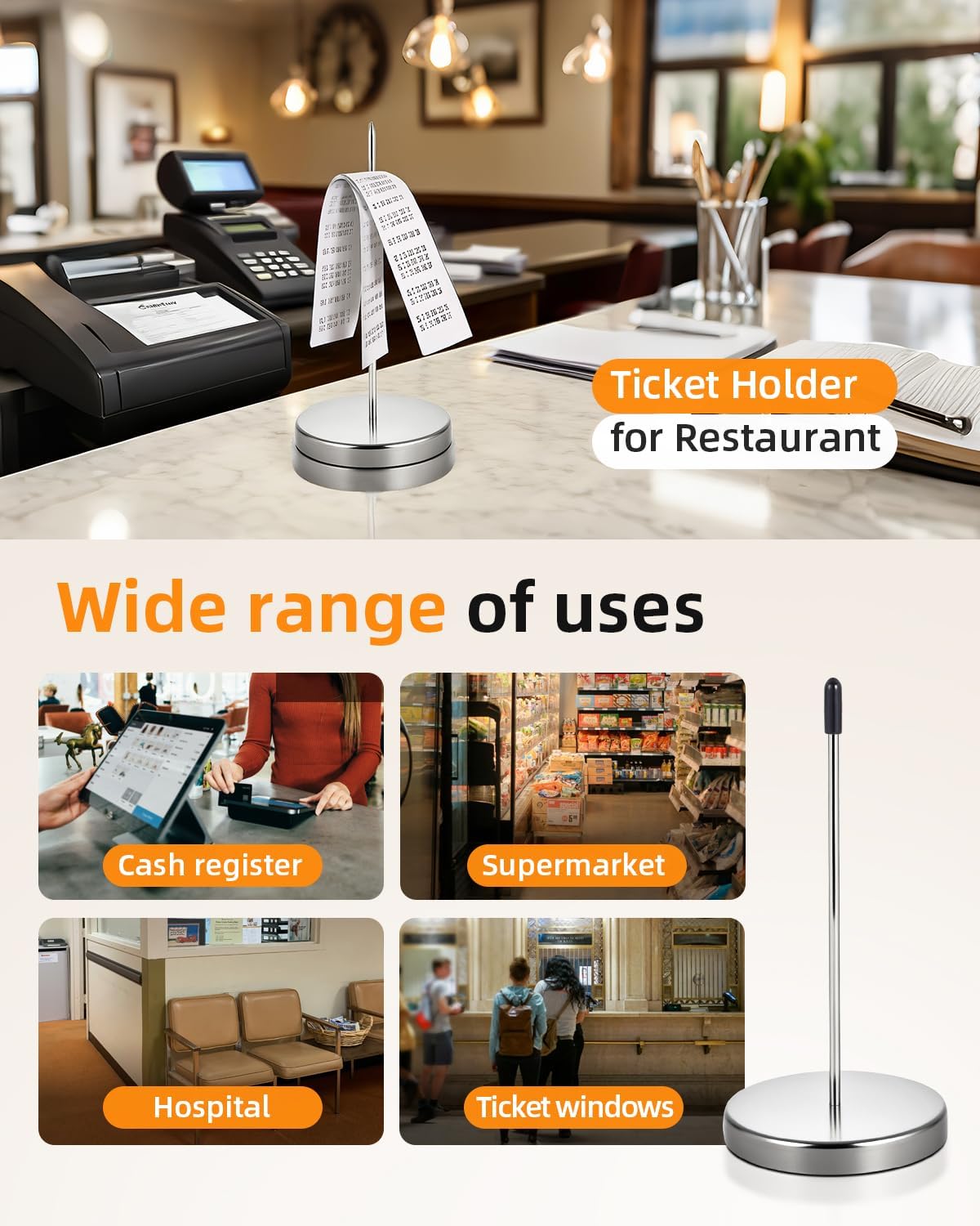 15 Pcs Desk Receipt Holder - Bill Fork Ticket Spike, Restaurant Check Spindle, Memo Holder Silver