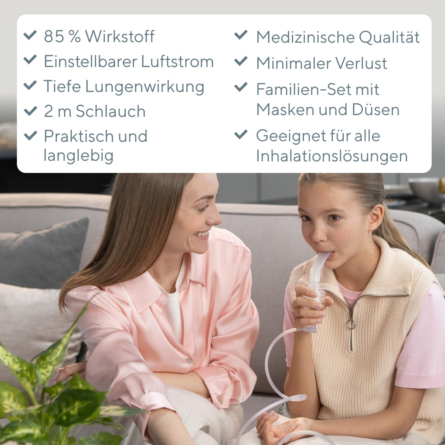 B.Well Swiss Kompressor-Inhalator MED-111, Medizinisch effiziente Atemtherapie, Einstellbarer Vernebler-Inhalator für Babys, Kinder und Erwachsene, Schweizer Qualität, Mit 2 Masken und Mundstück