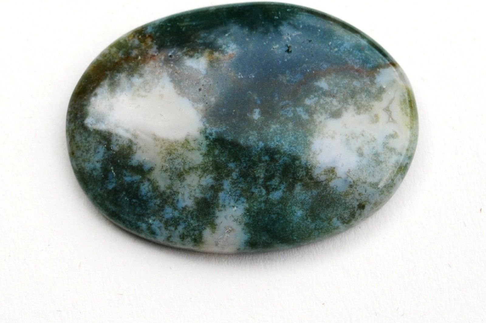 Stone of New Beginnings - Reiki Healing Energy Charged Crystal Moss Agate Cabachone Palm Stone (2 x 3 cm)
