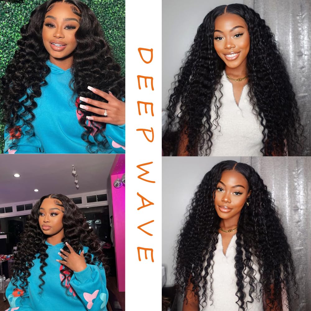 Amazon.com : 12A Deep Wave 4 Bundles Human Hair 100  display picture 1