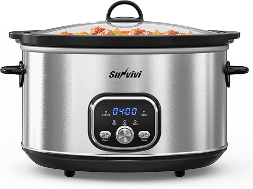 Miniatura 14 de Sunvivi Olla de cocción lenta de 3 cuartos de galón y mini calentador de alimentos con 3 ajustes de calefacción, olla de cerámica extraíble, tapa de