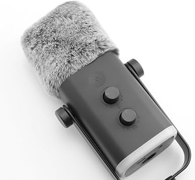 LEFXMOPHY Windscreen for FIFINE AM8 Microphone, Grey Furry Wind Muff Pop Filter