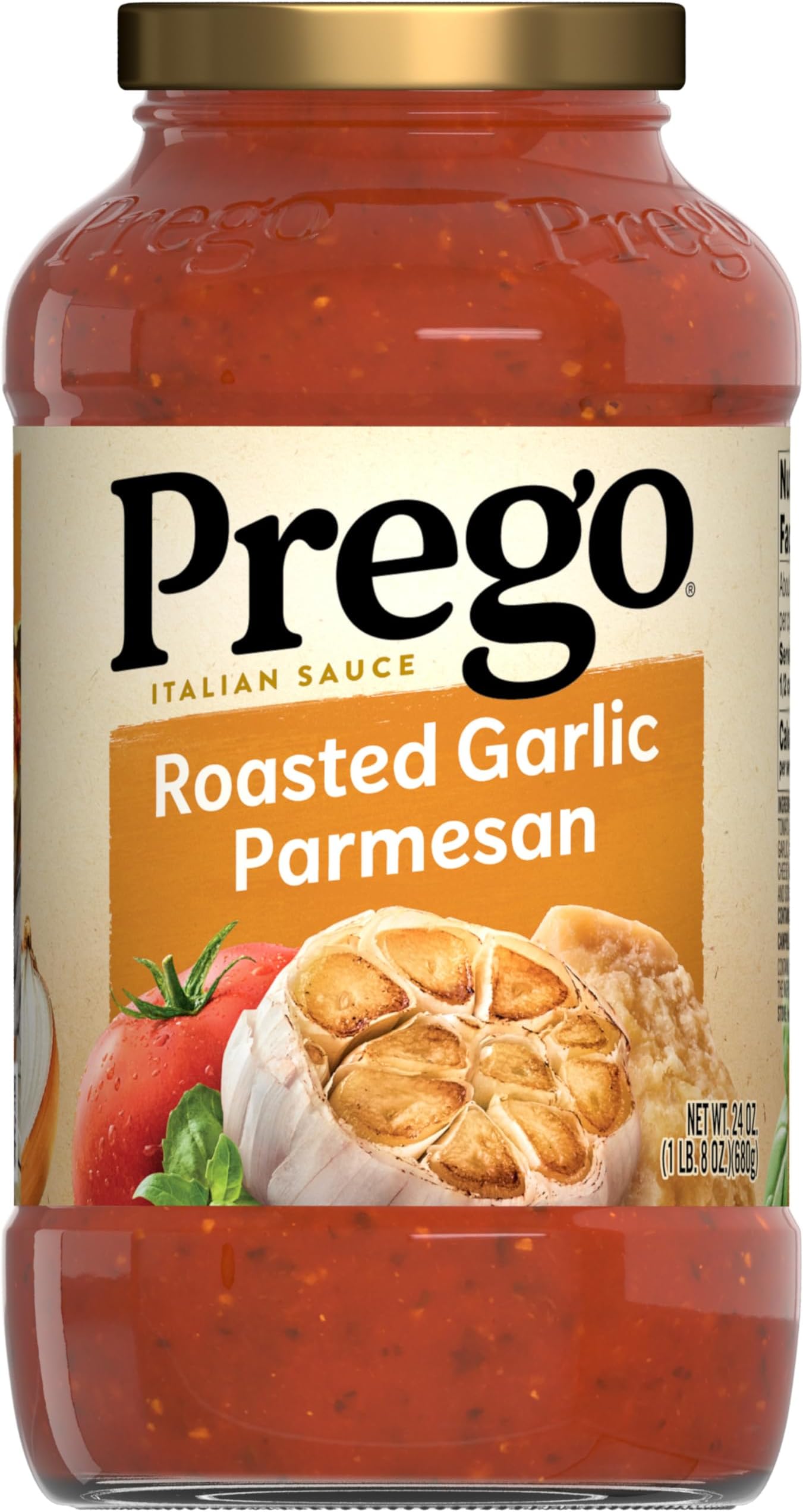 Prego Pasta Sauce, Italian Tomato Sauce with Roasted Garlic & Parmesan Cheese, 24 oz Jar